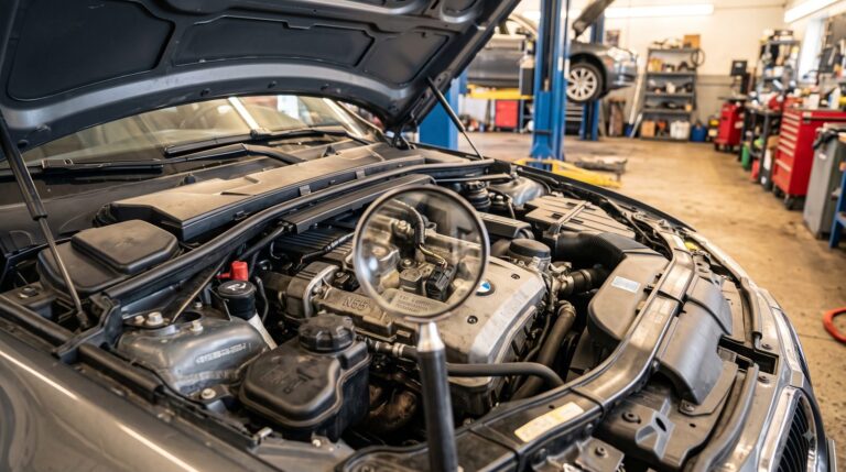 Perito inspeccionando el motor de un coche: cómo elegir un buen perito de vicios ocultos
